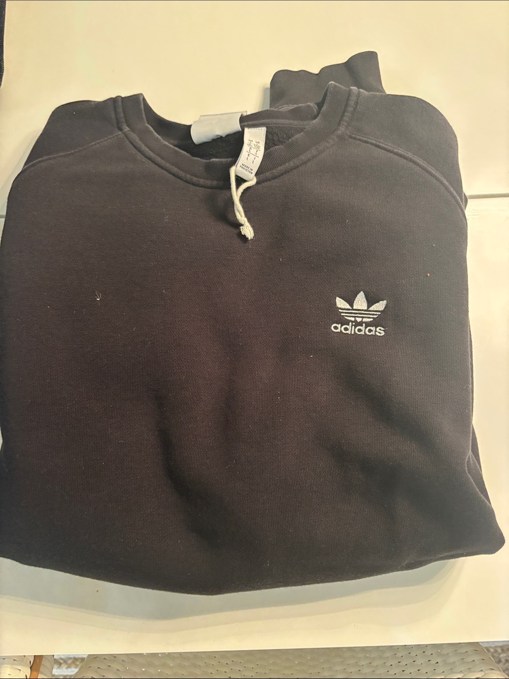adidas Black Crewneck Sweatshirt with White Trefoil Logo